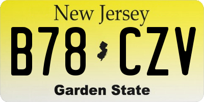 NJ license plate B78CZV