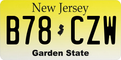 NJ license plate B78CZW