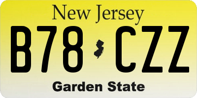 NJ license plate B78CZZ