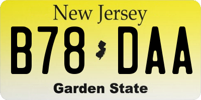 NJ license plate B78DAA