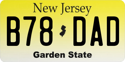 NJ license plate B78DAD