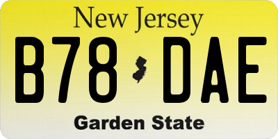 NJ license plate B78DAE