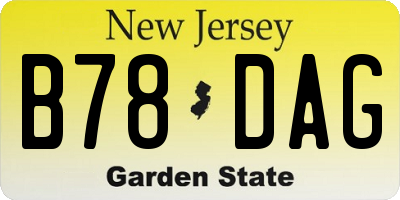 NJ license plate B78DAG