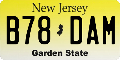 NJ license plate B78DAM