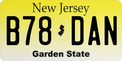 NJ license plate B78DAN