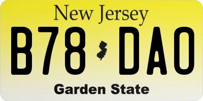 NJ license plate B78DAO