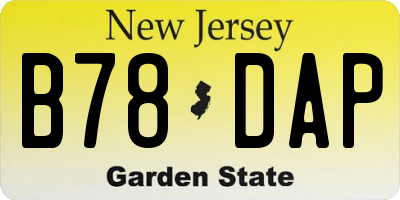 NJ license plate B78DAP