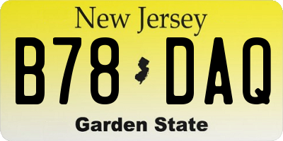 NJ license plate B78DAQ