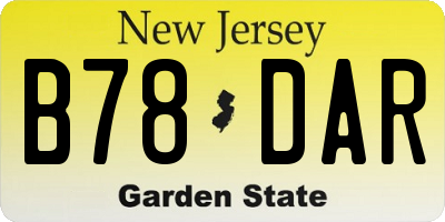 NJ license plate B78DAR
