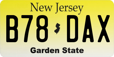 NJ license plate B78DAX