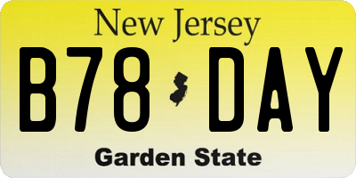 NJ license plate B78DAY