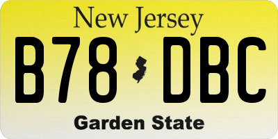 NJ license plate B78DBC