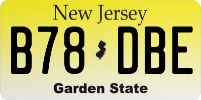 NJ license plate B78DBE