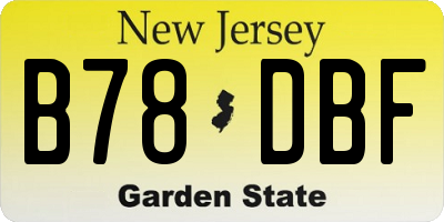 NJ license plate B78DBF