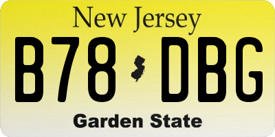 NJ license plate B78DBG