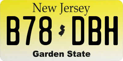 NJ license plate B78DBH