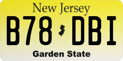 NJ license plate B78DBI