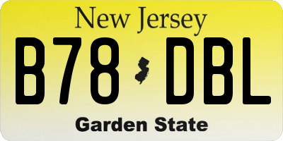 NJ license plate B78DBL