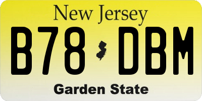 NJ license plate B78DBM