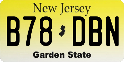 NJ license plate B78DBN