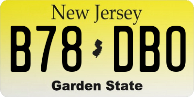 NJ license plate B78DBO