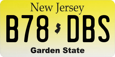 NJ license plate B78DBS