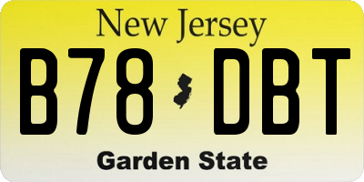 NJ license plate B78DBT