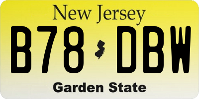 NJ license plate B78DBW