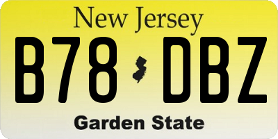 NJ license plate B78DBZ