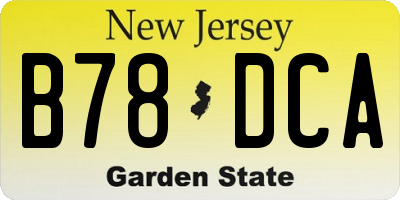 NJ license plate B78DCA