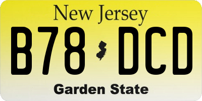 NJ license plate B78DCD