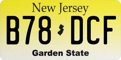 NJ license plate B78DCF