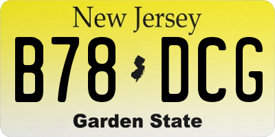 NJ license plate B78DCG