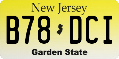NJ license plate B78DCI