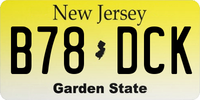 NJ license plate B78DCK