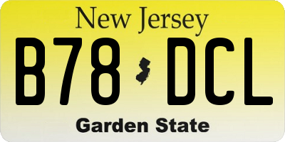 NJ license plate B78DCL