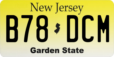 NJ license plate B78DCM