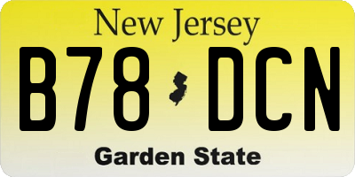 NJ license plate B78DCN