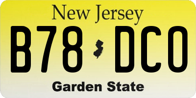 NJ license plate B78DCO