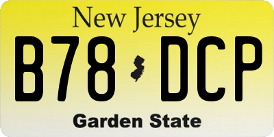 NJ license plate B78DCP