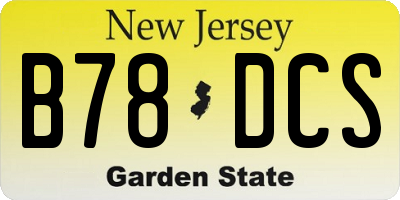 NJ license plate B78DCS