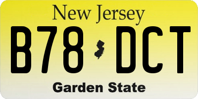 NJ license plate B78DCT