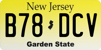 NJ license plate B78DCV
