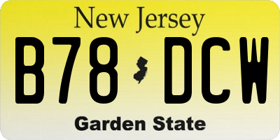 NJ license plate B78DCW