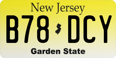 NJ license plate B78DCY