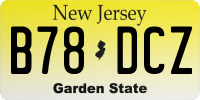 NJ license plate B78DCZ