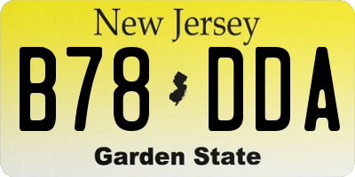 NJ license plate B78DDA