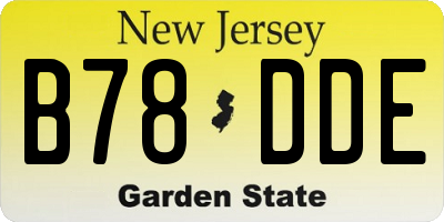 NJ license plate B78DDE