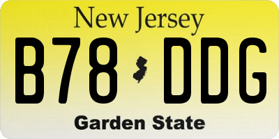NJ license plate B78DDG