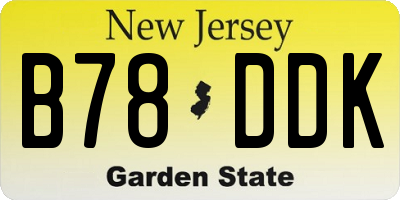 NJ license plate B78DDK
